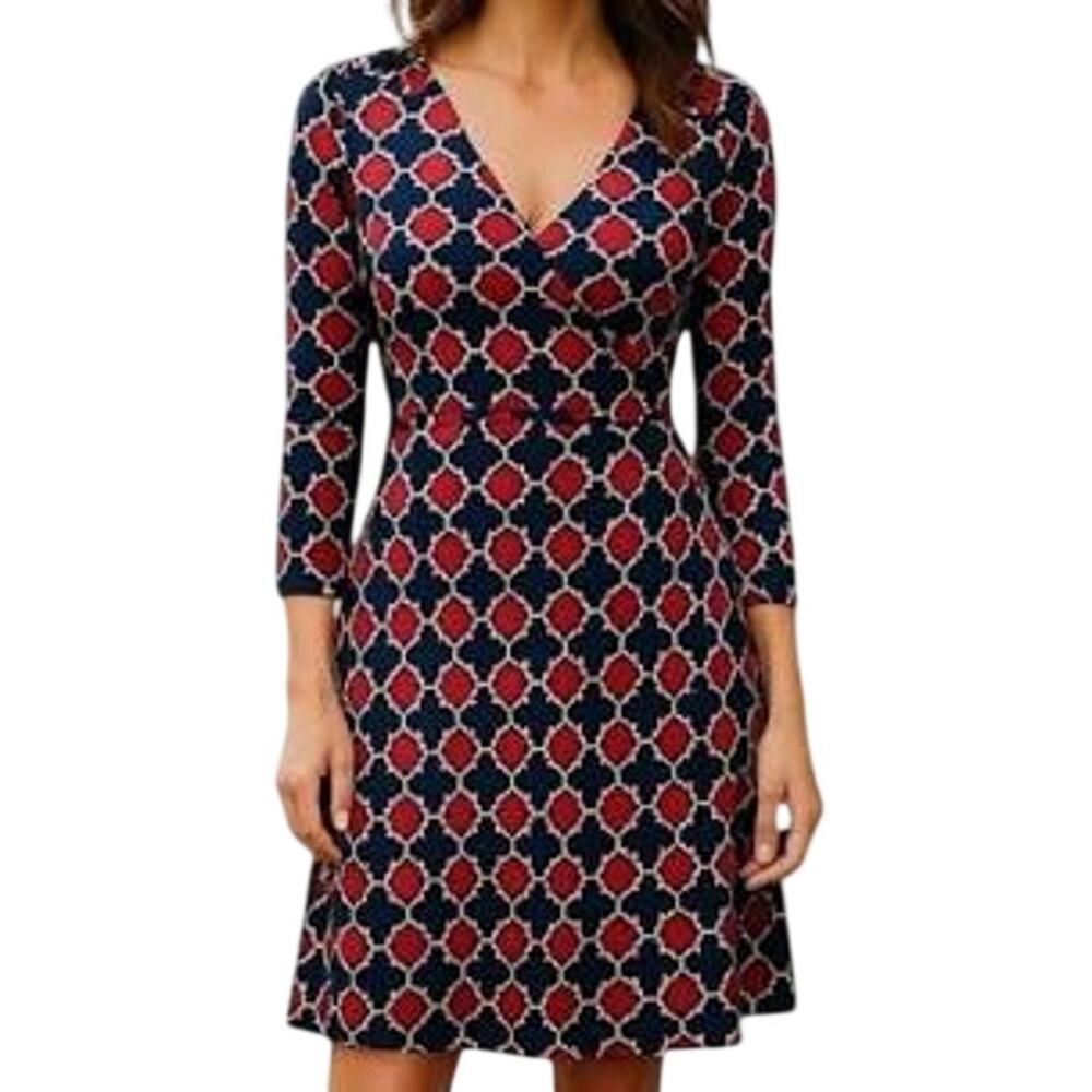41 Hawthorne Faux Wrap Stretch Knit Dress Moroccan Tile M
